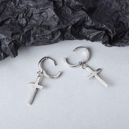 Silver Cross Dangle Earring Sterling