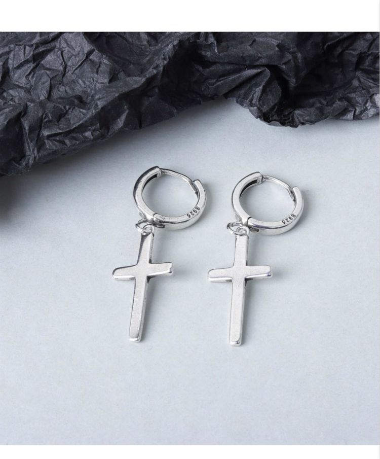 Silver Cross Dangle Earring Sterling