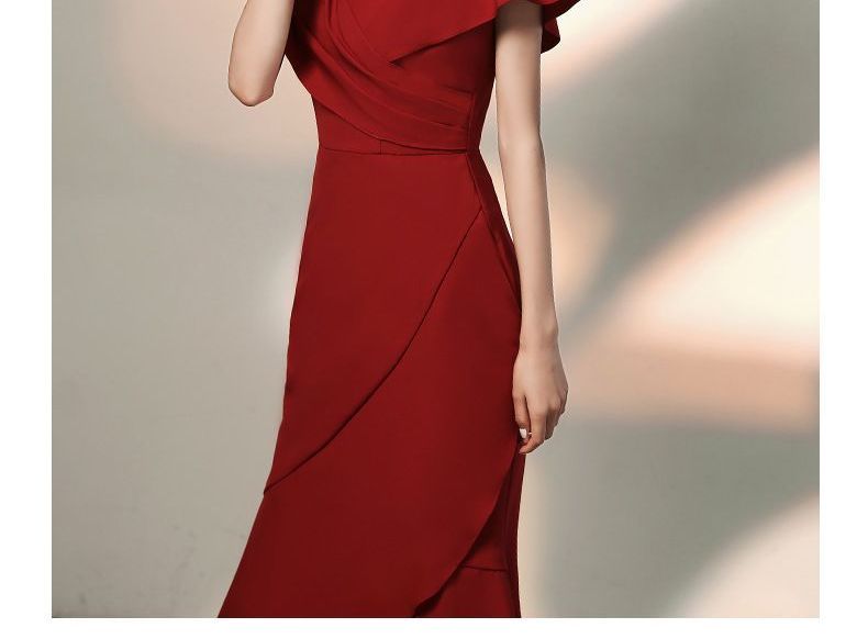 Short-Sleeve V-Neck Tiered Mermaid Gown (Various Designs)