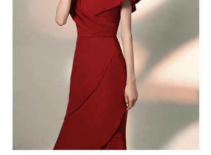 Short-Sleeve V-Neck Tiered Mermaid Gown (Various Designs)