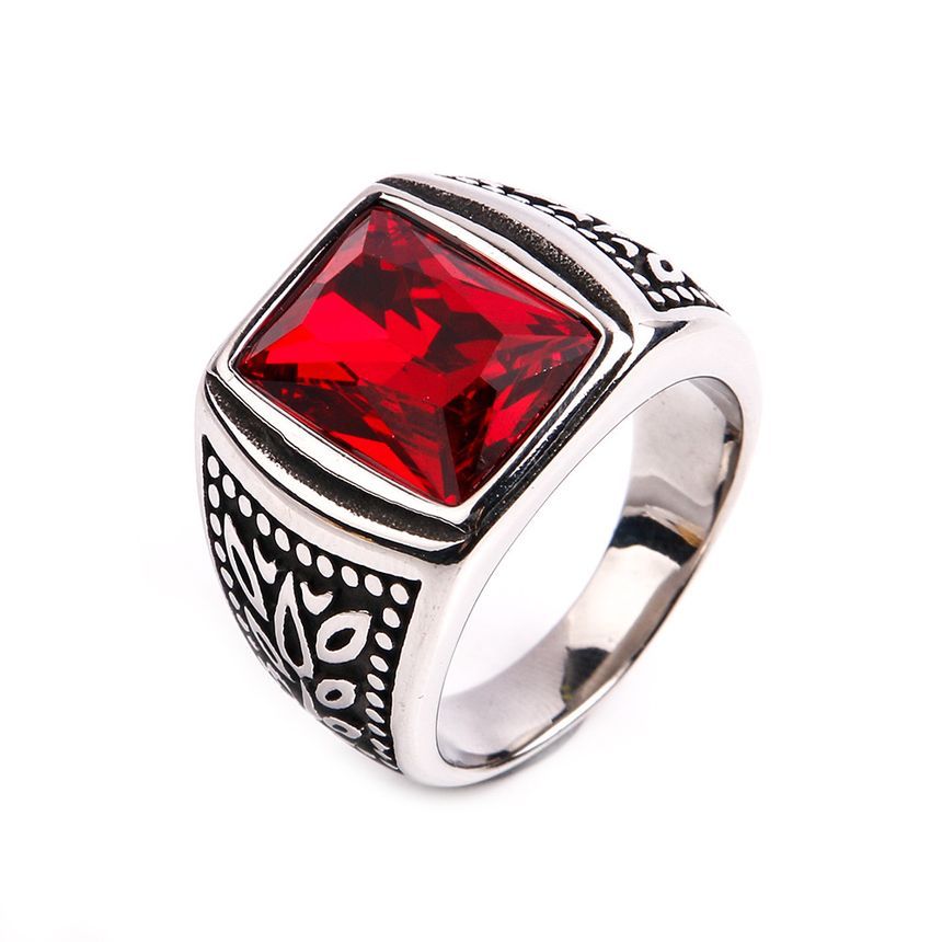 Faux Crystal Stainless Steel Ring