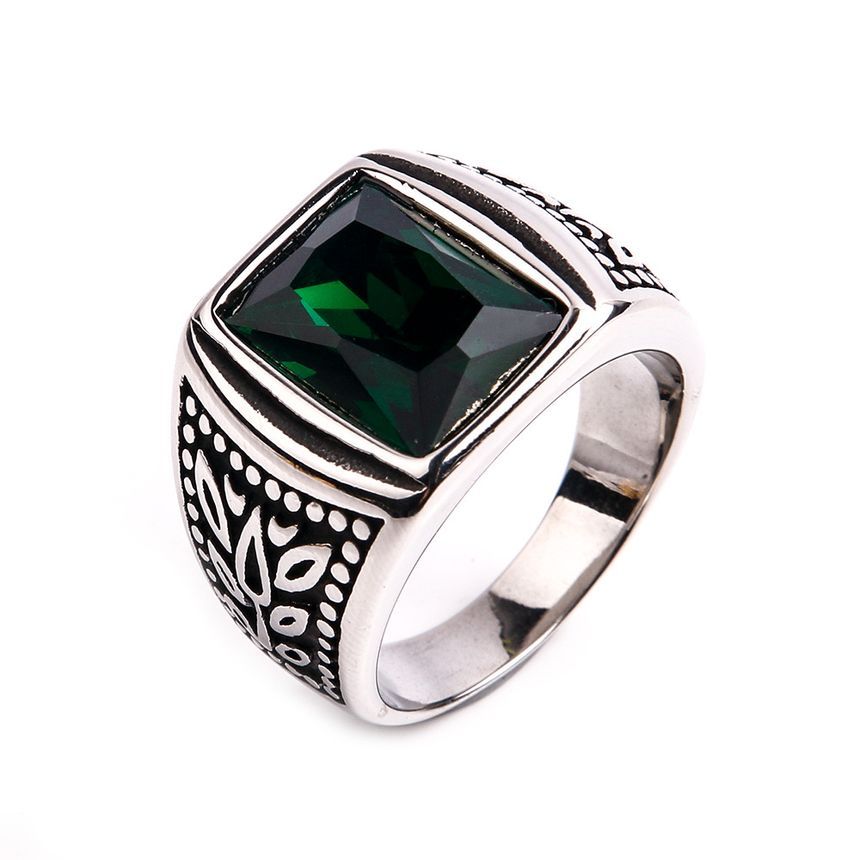 Faux Crystal Stainless Steel Ring