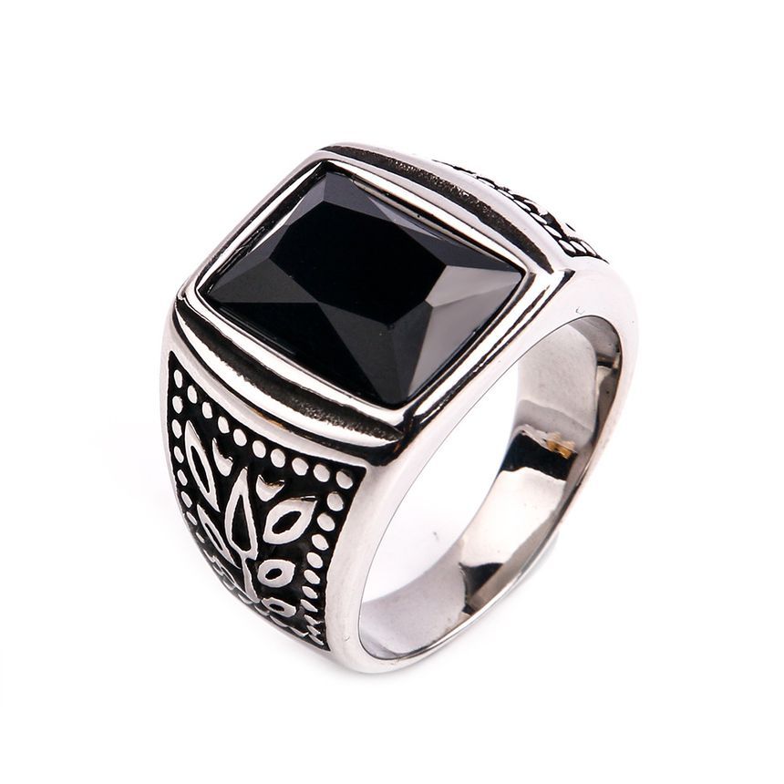 Faux Crystal Stainless Steel Ring