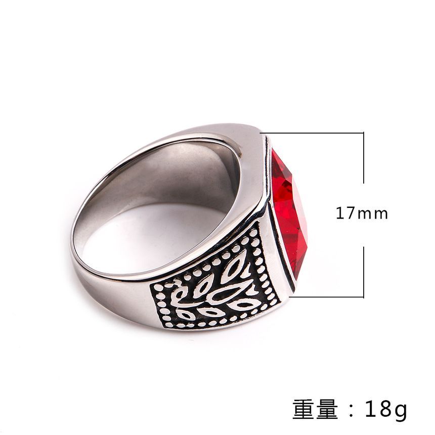 Faux Crystal Stainless Steel Ring