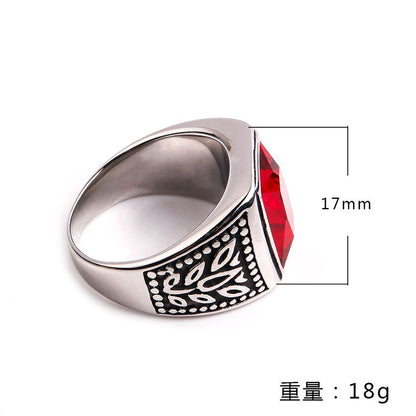 Faux Crystal Stainless Steel Ring