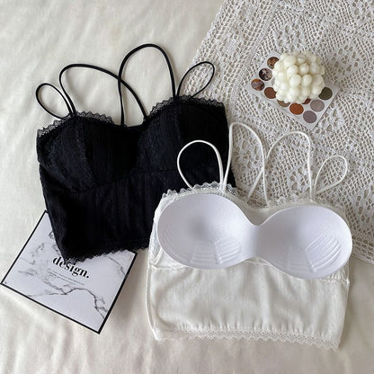 Cropped Lace Camisole with Plain Design