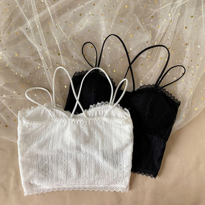 Cropped Lace Camisole with Plain Design