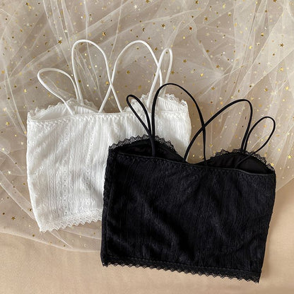 Cropped Lace Camisole with Plain Design