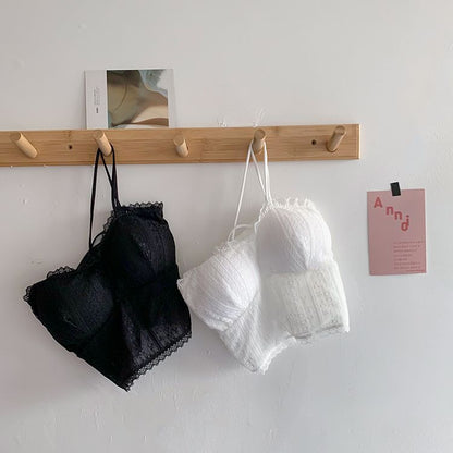 Cropped Lace Camisole with Plain Design