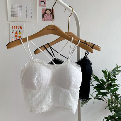 Cropped Lace Camisole with Plain Design