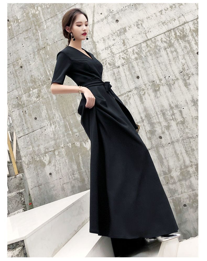Short-Sleeve Tie-Front A-Line Evening Gown (Various Designs)