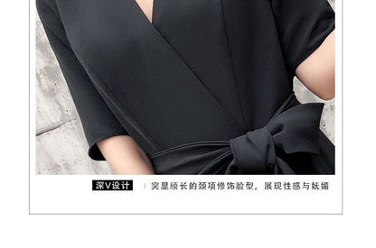 Short-Sleeve Tie-Front A-Line Evening Gown (Various Designs)