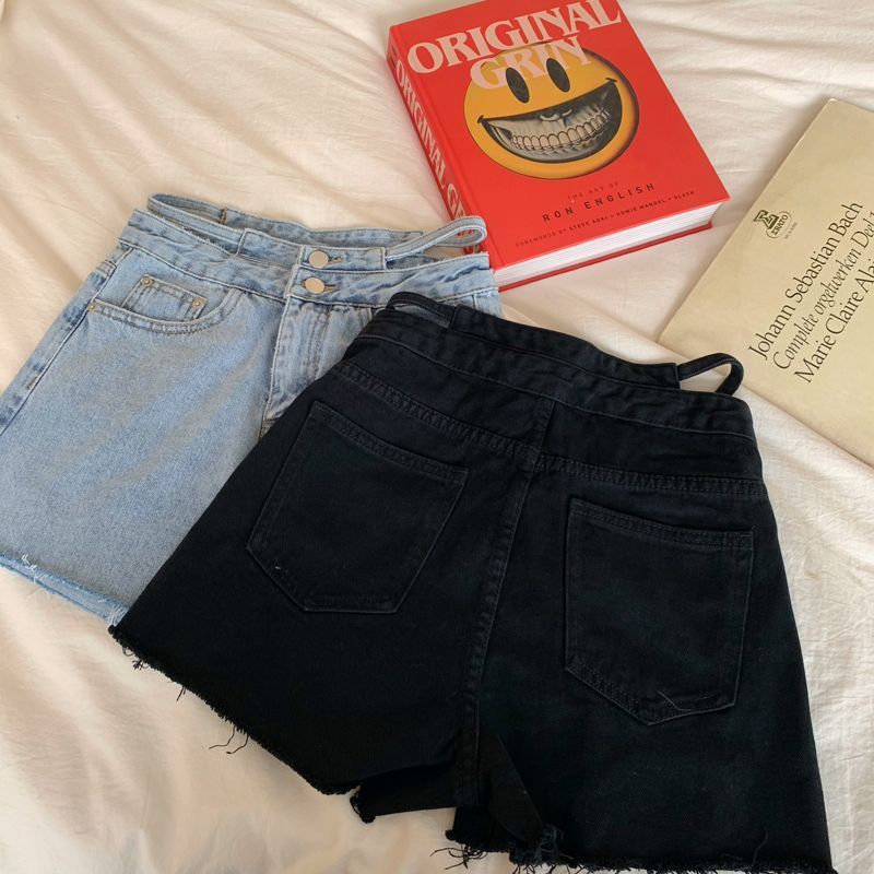 Mid Rise Cutout Denim Shorts
