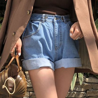 Mid Waist Denim Shorts