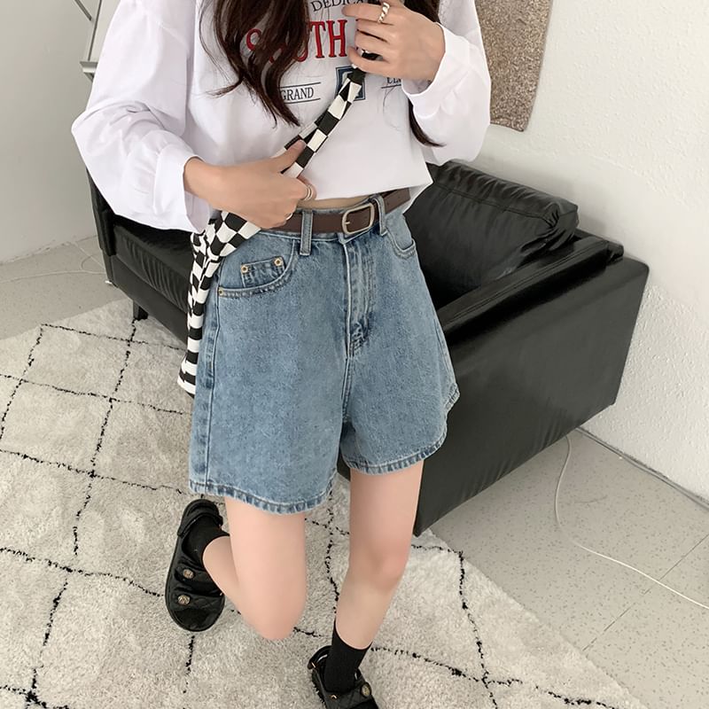 High Waist Wide Leg Denim Shorts