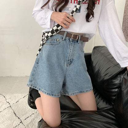 High Waist Wide Leg Denim Shorts