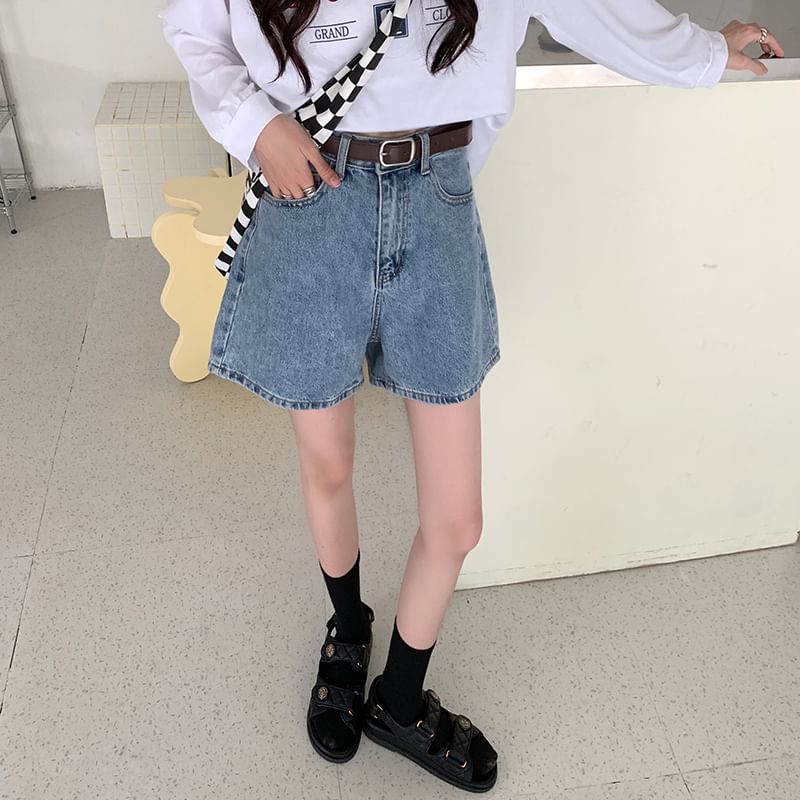 High Waist Wide Leg Denim Shorts