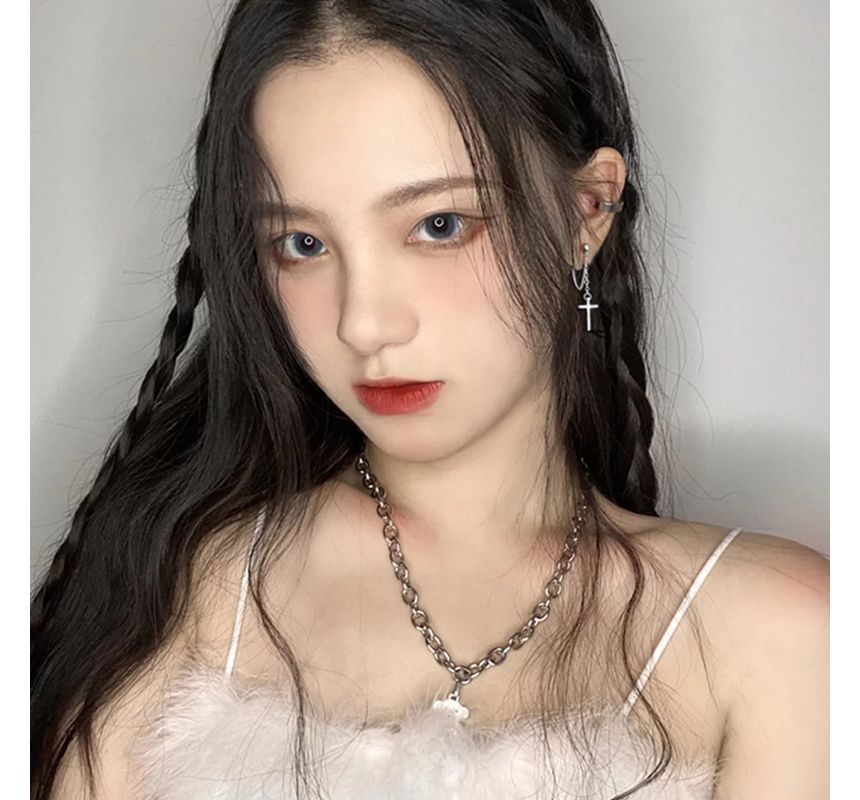 Earring Silver Sterling Drop Cross