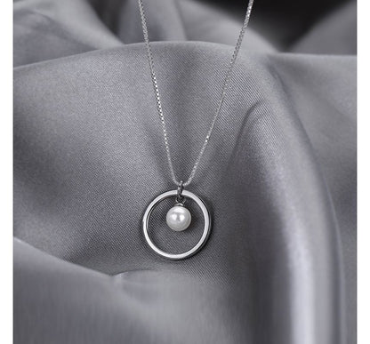 Silver Sterling Pearl Faux Necklace