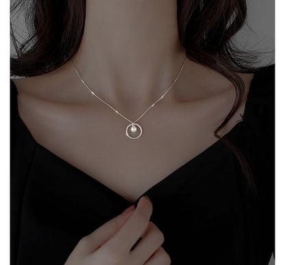 Silver Sterling Pearl Faux Necklace