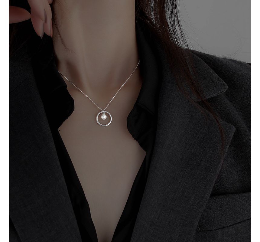 Silver Sterling Pearl Faux Necklace