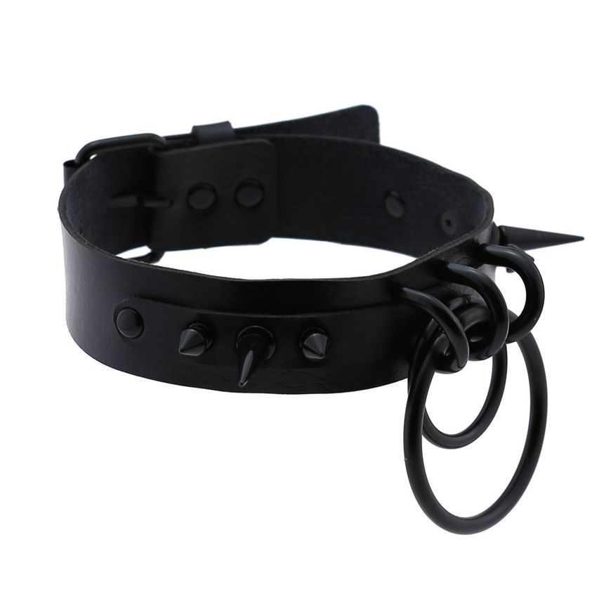 Studded Hoop Faux Leather Choker