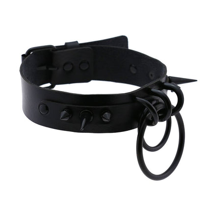Studded Hoop Faux Leather Choker