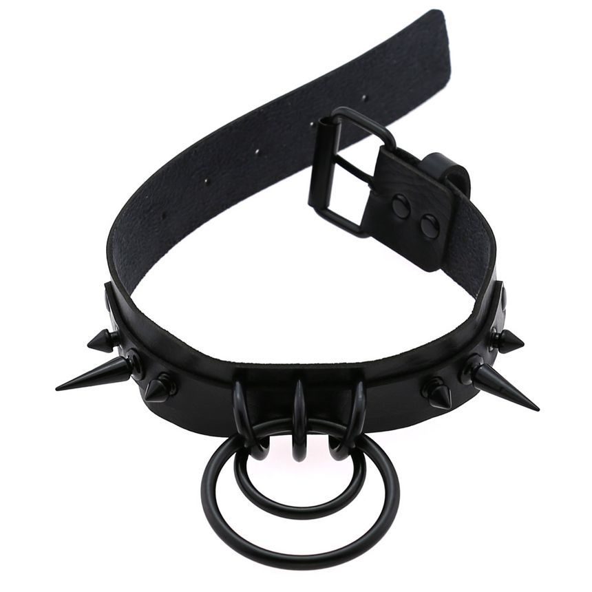Studded Hoop Faux Leather Choker