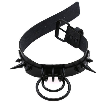 Studded Hoop Faux Leather Choker