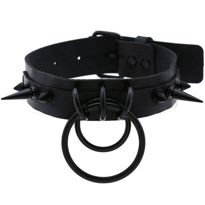 Studded Hoop Faux Leather Choker