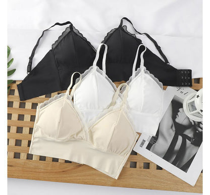 Cropped V-Neck Camisole with Lace Edge