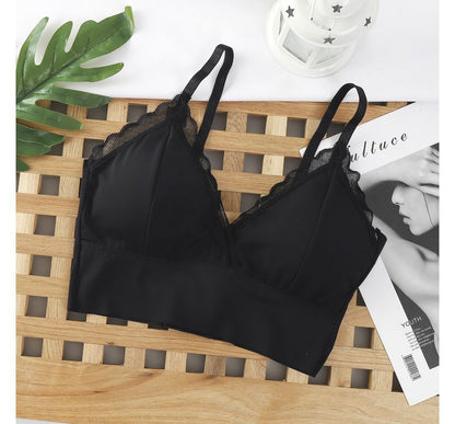 Cropped V-Neck Camisole with Lace Edge