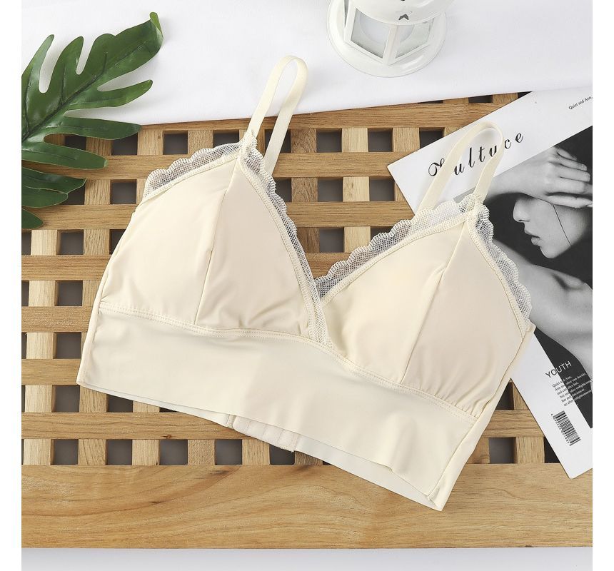 Cropped V-Neck Camisole with Lace Edge