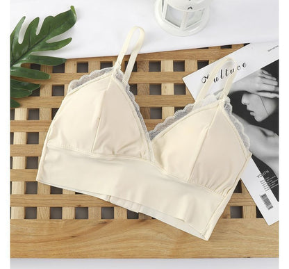 Cropped V-Neck Camisole with Lace Edge