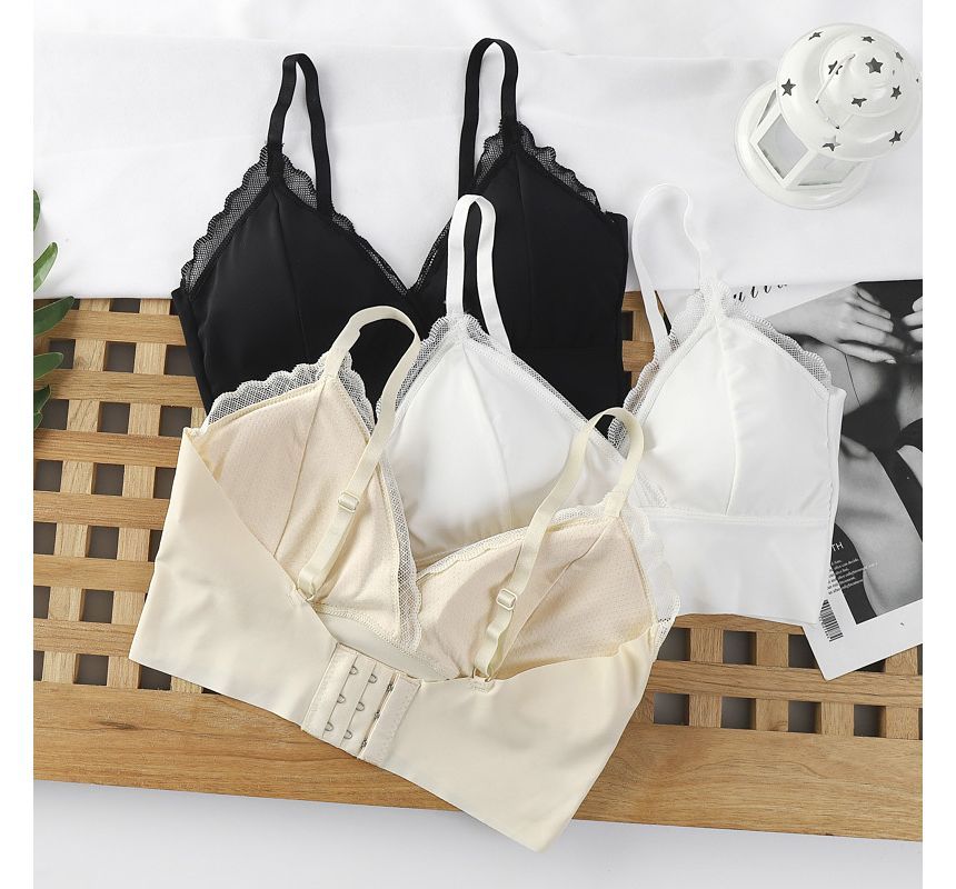 Cropped V-Neck Camisole with Lace Edge