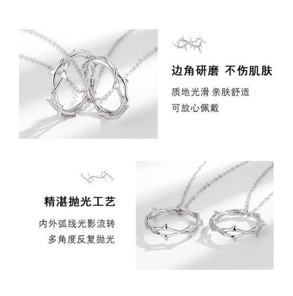 Thorn Pendant Couple Matching Sterling Silver Necklace  (various designs)