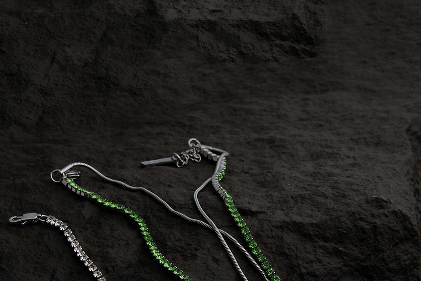 Rhinestone Layered Stainless Steel Bracelet / Necklace