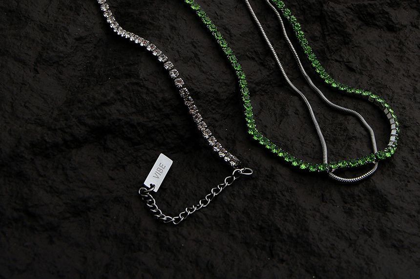 Rhinestone Layered Stainless Steel Bracelet / Necklace