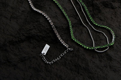 Rhinestone Layered Stainless Steel Bracelet / Necklace