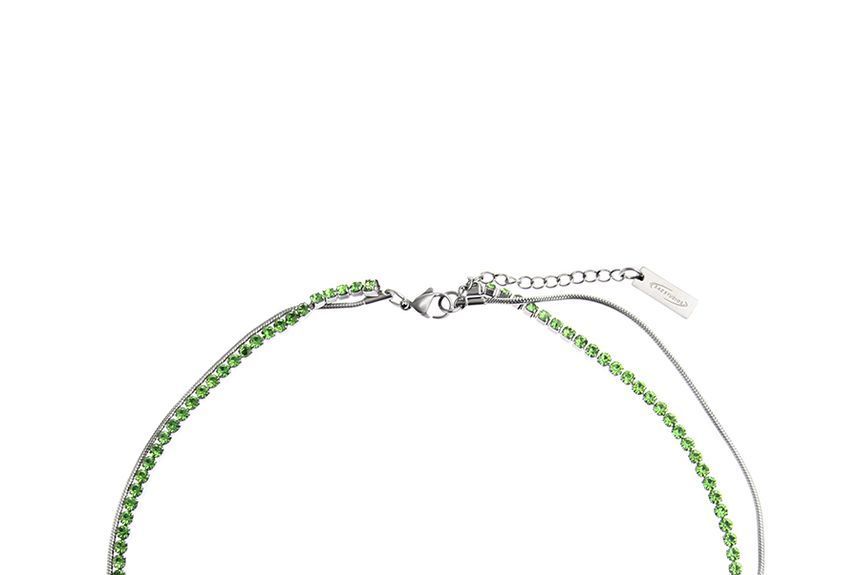 Rhinestone Layered Stainless Steel Bracelet / Necklace