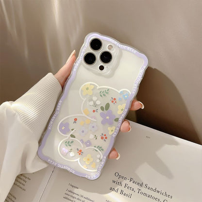 Case Transparent Phone Bear Flower