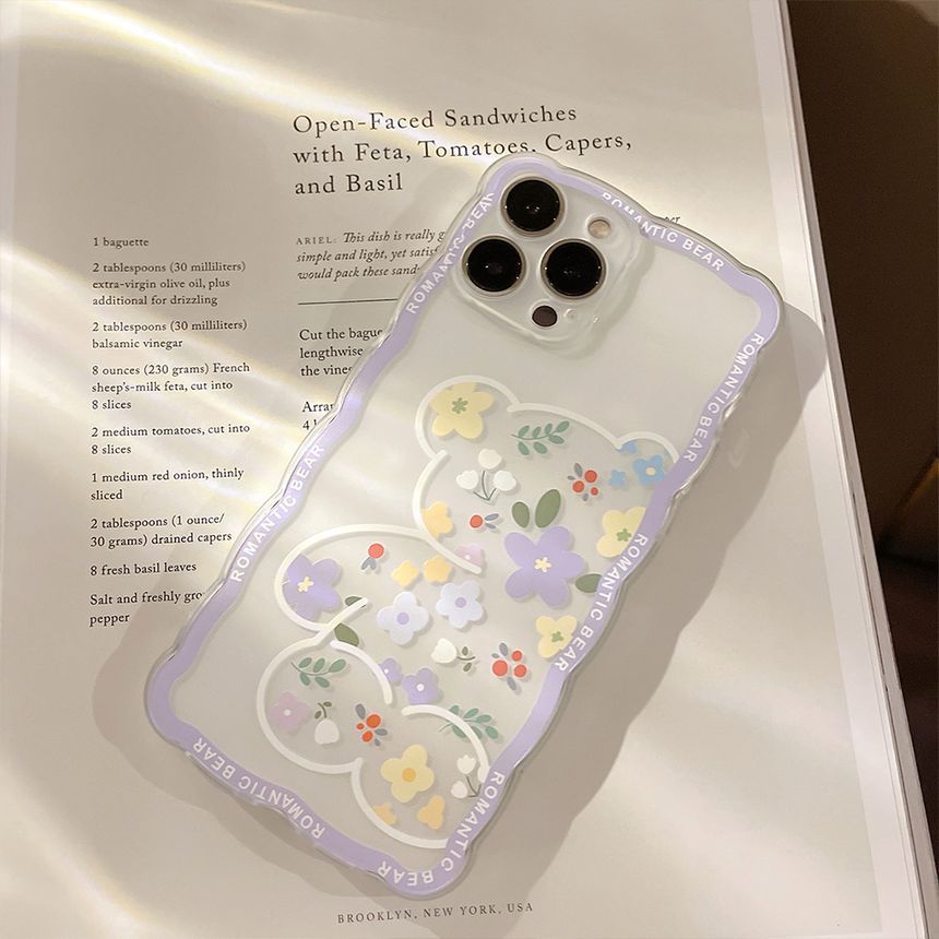 Case Transparent Phone Bear Flower