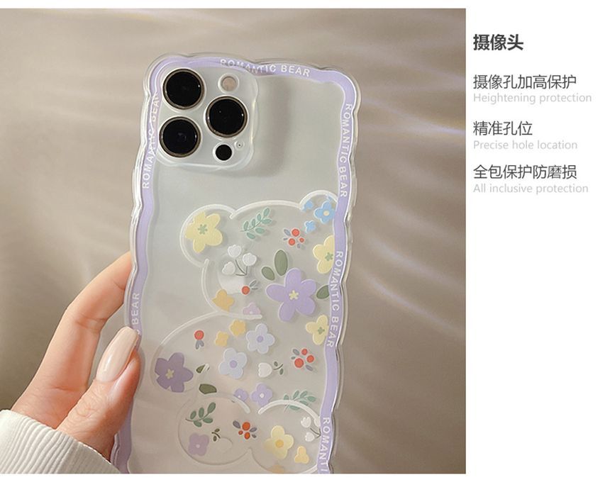 Case Transparent Phone Bear Flower