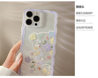 Case Transparent Phone Bear Flower