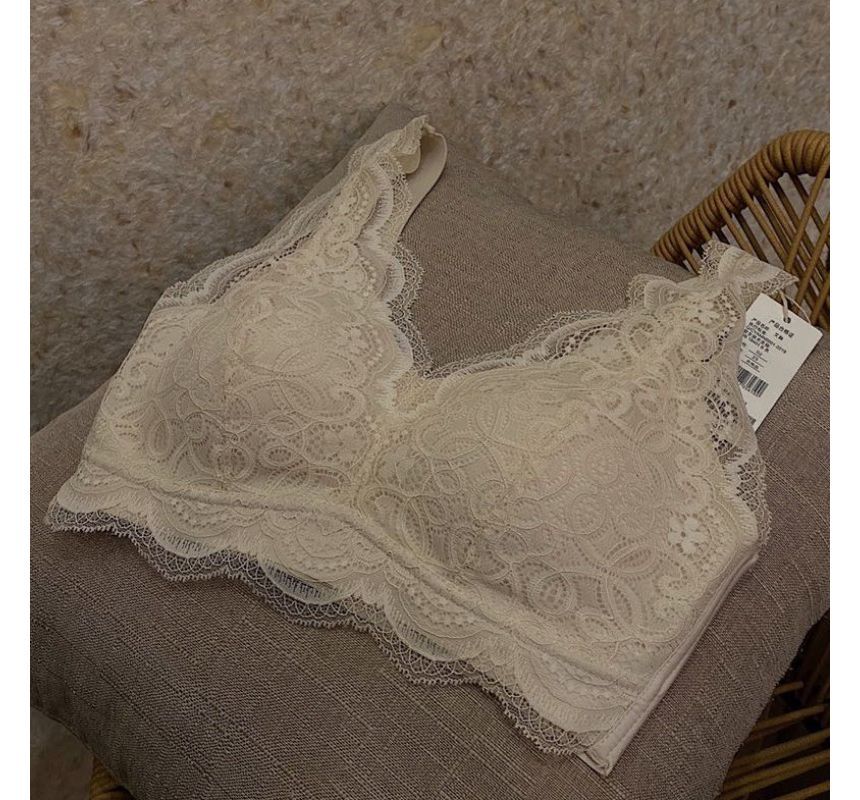 Wireless Lace Bra with Unlined Cups