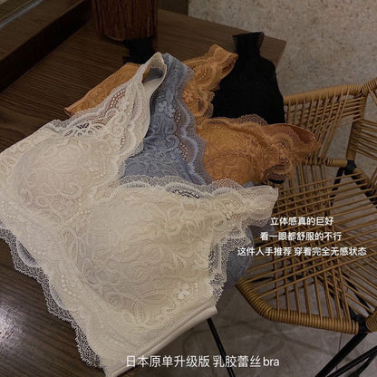 Wireless Lace Bra with Unlined Cups