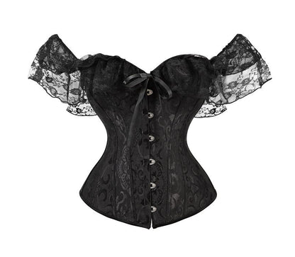 Cap-Sleeve Lace Corset Top with Structured Fit