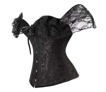 Cap-Sleeve Lace Corset Top with Structured Fit