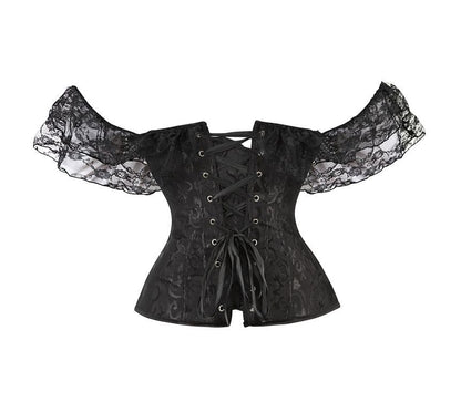 Cap-Sleeve Lace Corset Top with Structured Fit