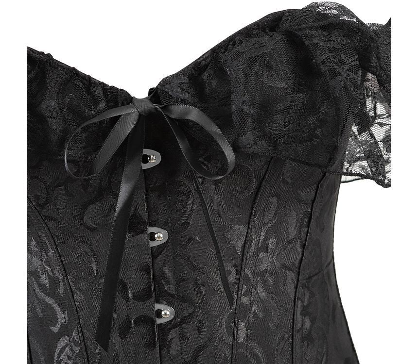 Cap-Sleeve Lace Corset Top with Structured Fit